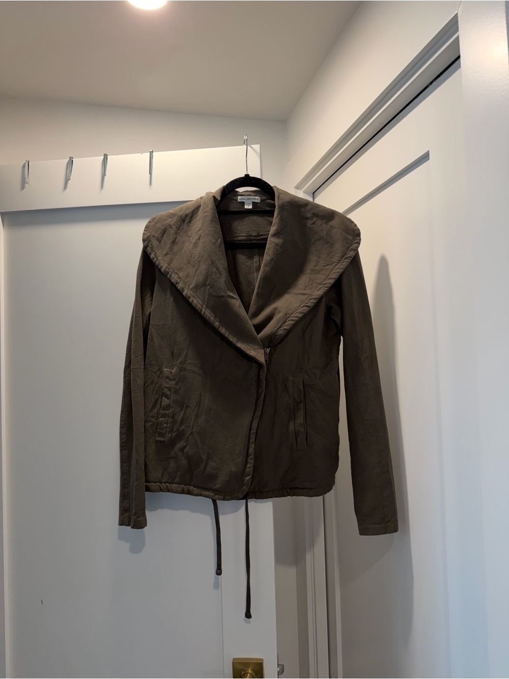 James Perse Olive Utility Jacket with Draped Collar